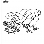 Ausmalbilder Themen - Baby und Weißstorch