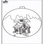Ausmalbilder Weihnachten - Christbaumkugel Haus