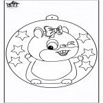 Ausmalbilder Weihnachten - Christbaumkugel mit Hamster