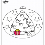 Ausmalbilder Weihnachten - Christbaumkugel mit Weihnachtsbaum