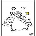 Ausmalbilder Weihnachten - Engel Zeichnung