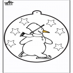 Malvorlagen Winter - Stechkarte Schneemann