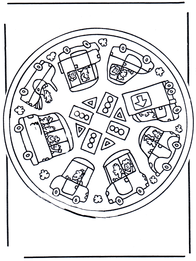 Auto Mandala - Malvorlagen Kindermandalas