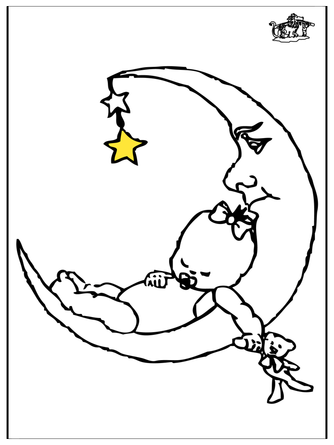 Baby und Mond - Malvorlagen kinder