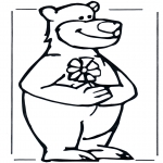 Ausmalbilder für Kinder - Bär mit Blum