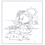 Ausmalbilder für Kinder - Bärchen am Strand