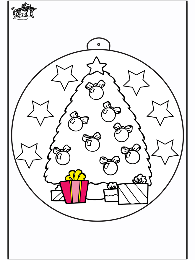 Christbaumkugel mit Weihnachtsbaum - Ausmalbilder Weihnachten