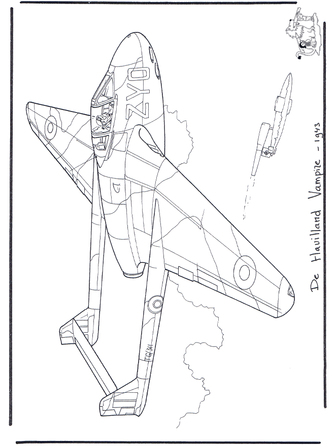 der Havilland Vampir - Malvorlagen Flugzeuge