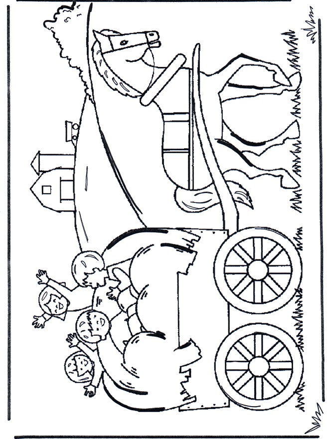 Der Heuwagen - Ausmalbilder am Bauernhof