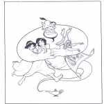 Ausmalbilder Comicfigure - Der Wunschgeist und  Aladin