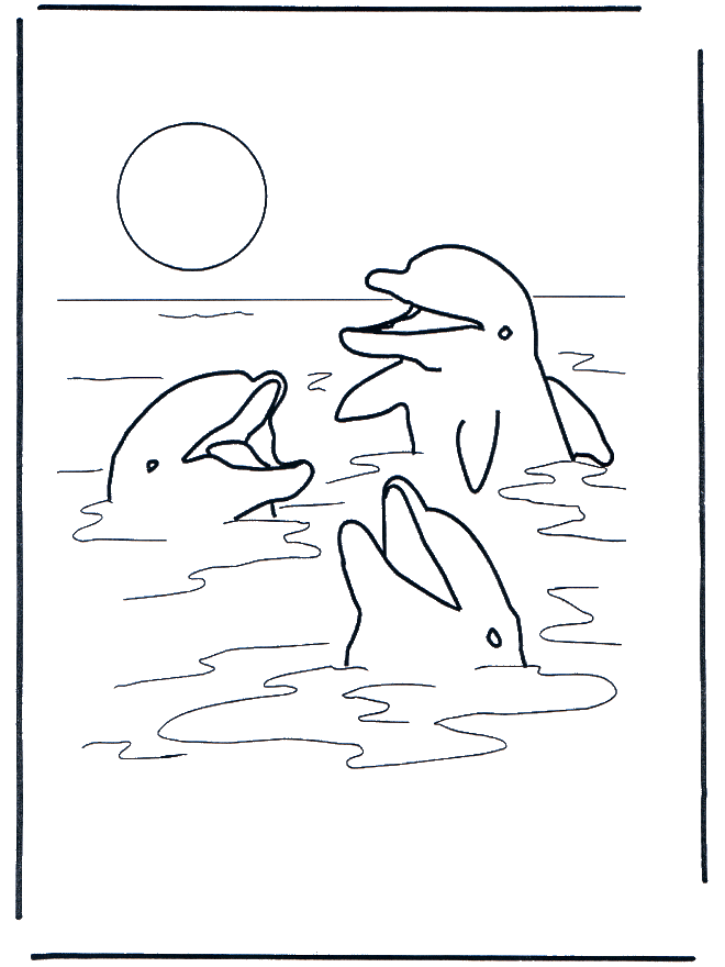drei Delfine - Malvorlagen delfine und wassertiere