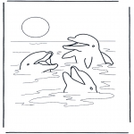 Ausmalbilder Tiere - drei Delfine