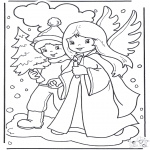 Ausmalbilder Weihnachten - Engel und Junge