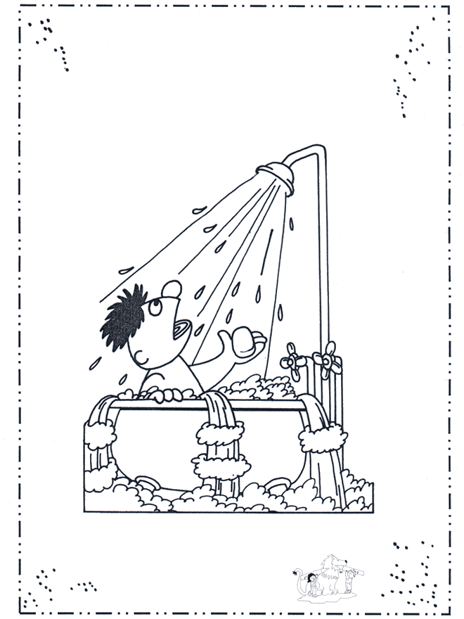 Ernie unter der Dusche - Malvorlagen Sesamstrasse