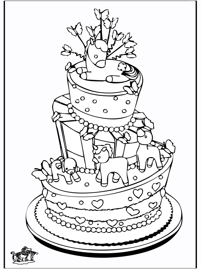 Feier-Kuchen - Malvorlagen Geburtstag