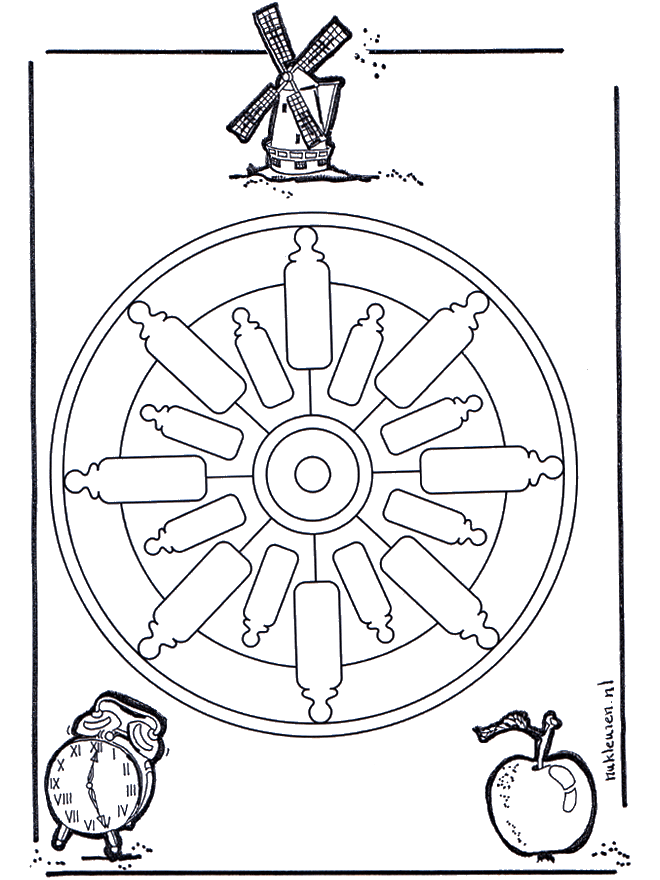 Flaschenmandala - Malvorlagen Kindermandalas