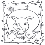 Ausmalbilder für Kinder - fröhliche Nashorn