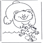Ausmalbilder für Kinder - Frosch und Bärchen