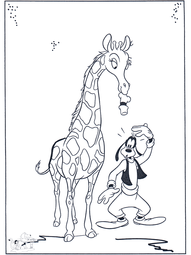 Giraffe und Goofy - Disney Malvorlagen
