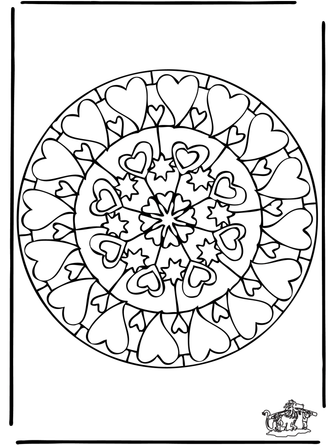 Herzen Mandala 6 - Malvorlagen Herzenmandalas