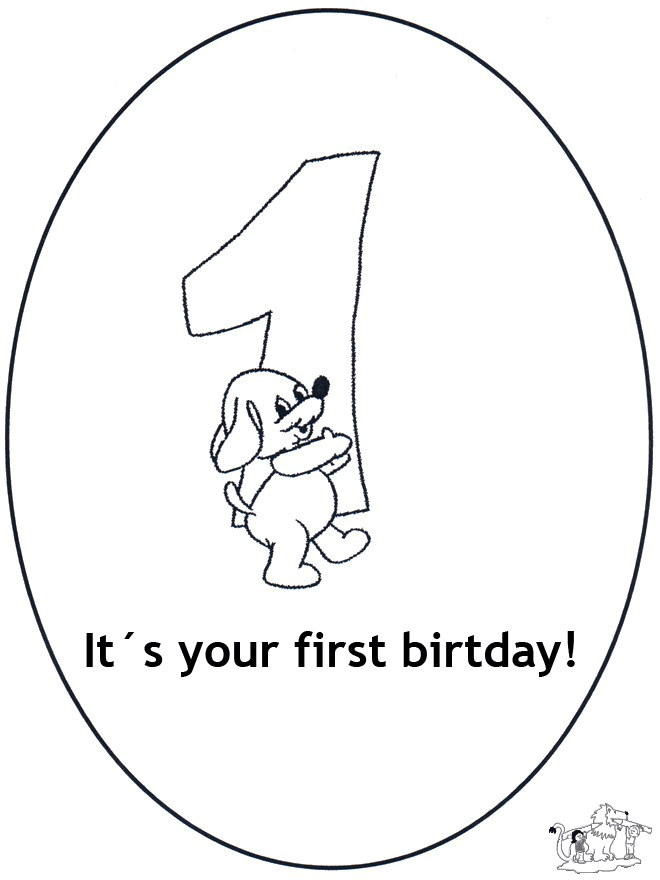 Hurra 1 Jahre - Malvorlagen Geburtstag
