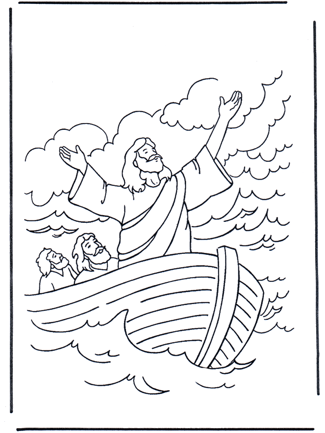 Jesus auf dem Wasser 1 - Malvorlagen Neues Testament