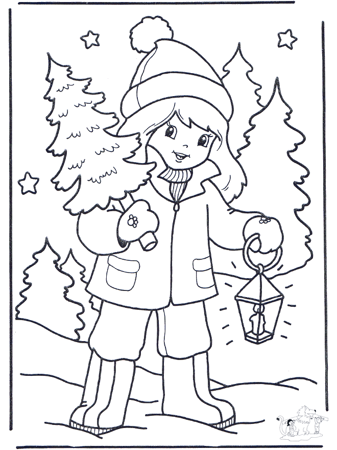 Kind mit Weihnachtsbaum 1 - Ausmalbilder Weihnachten
