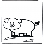 Ausmalbilder für Kinder - Kinder Schwein
