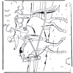Ausmalbilder Tiere - Kunststück auf Pferd