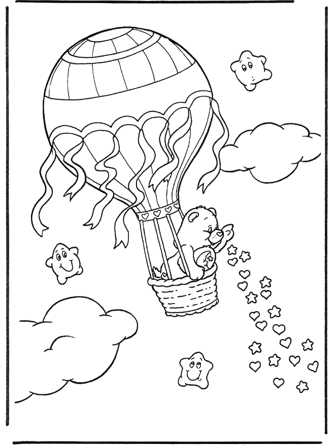 Kuschelbärchen in Ballon - Malvorlage Die Glücksbärchis