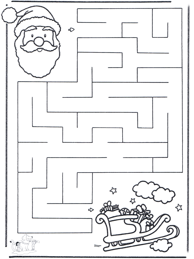 Labyrinth Weihnachtsmann - Basteln Labyrinth