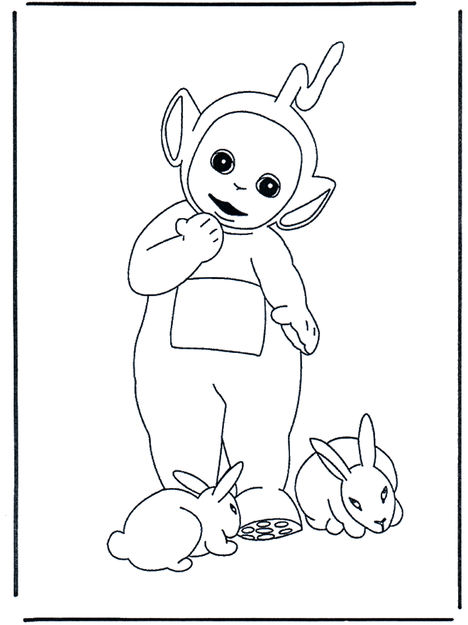 Lala mit Kaninchen - Ausmalbilder Teletubbies