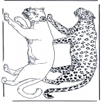 Ausmalbilder Tiere - Löwe und Leopard