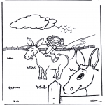 Ausmalbilder Tiere - Mädchen mit Esel