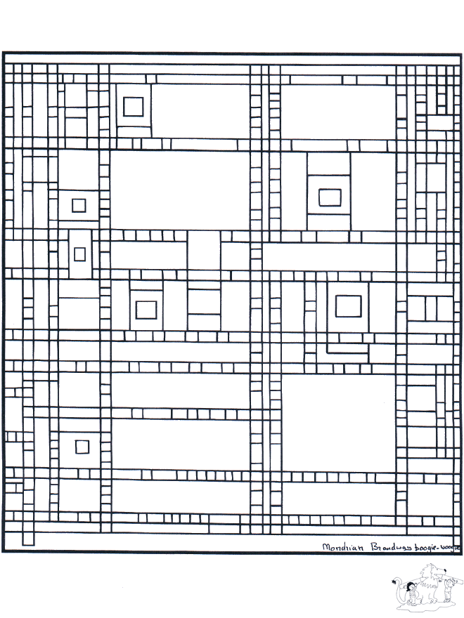 Maler Mondriaan - Kunst Ausmalbilder