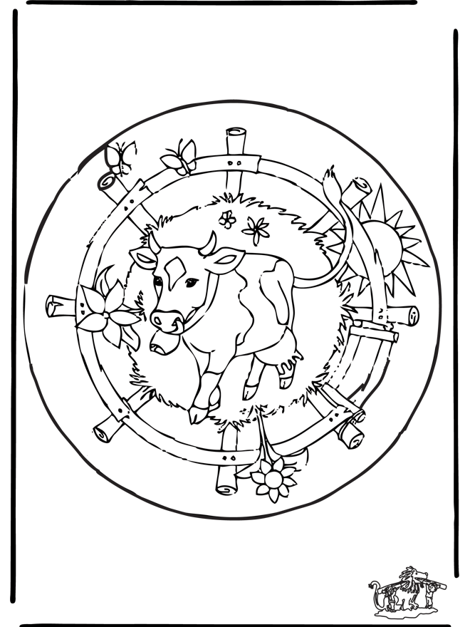 Mandala Kuh - Malvorlagen tiermandalas