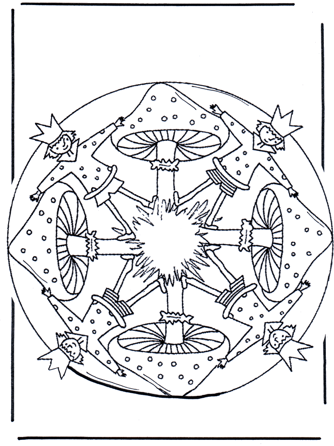 Mandala mit Pilz 1 - Ausmalbilder Herbst