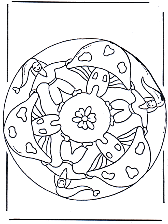Mandala mit Pilz 2 - Ausmalbilder Herbst