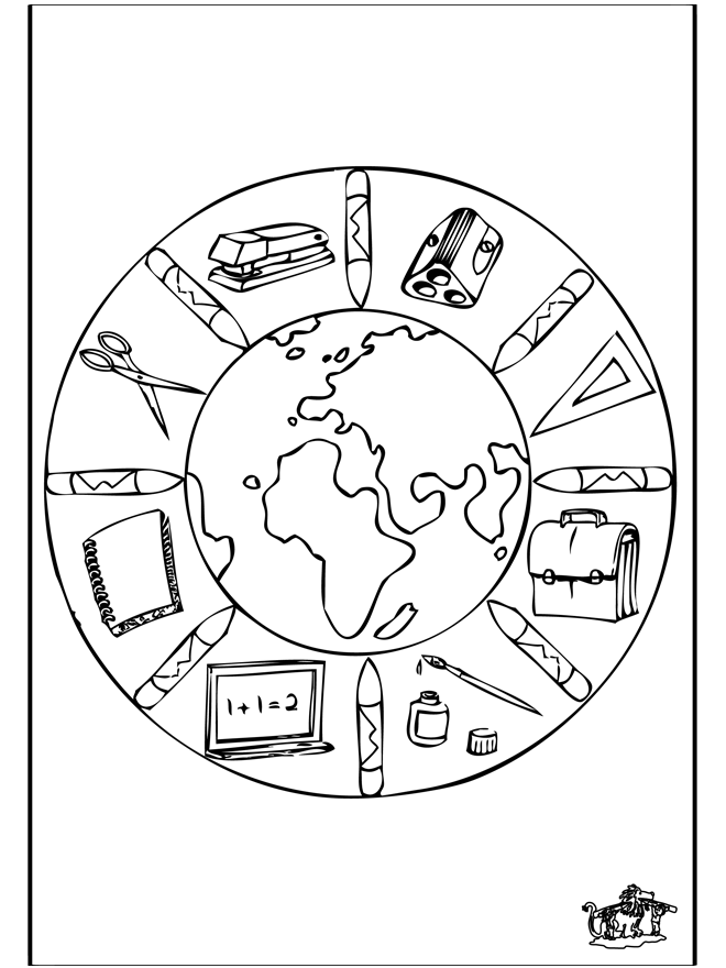 Mandala Schule - Malvorlagen Kindermandalas