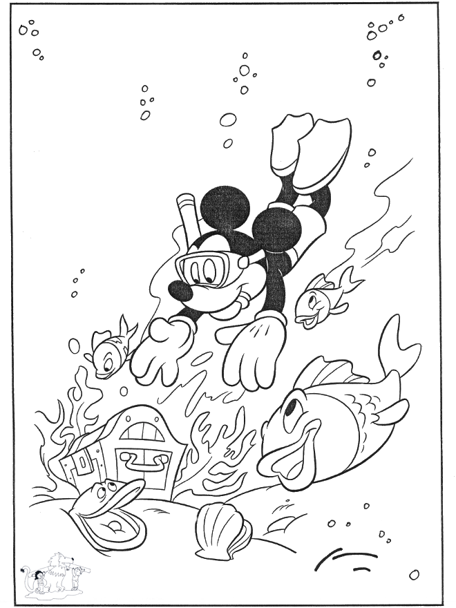 Mickey im Wasser - Disney Malvorlagen