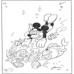 Ausmalbilder Comicfigure - Mickey im Wasser