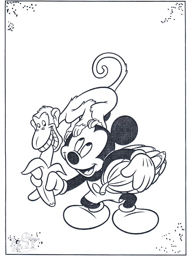 Mickey und Affe - Disney Malvorlagen