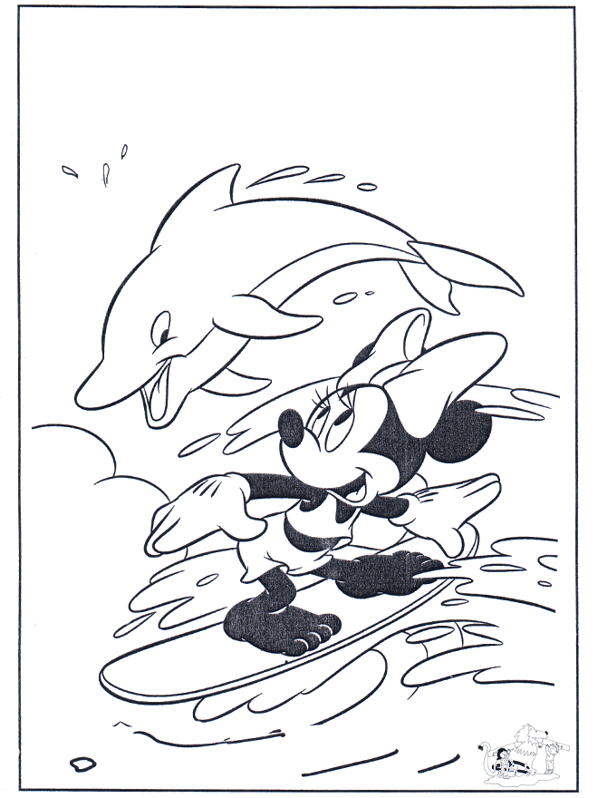 Minnie und Delfin - Malvorlagen Mickey Mouse
