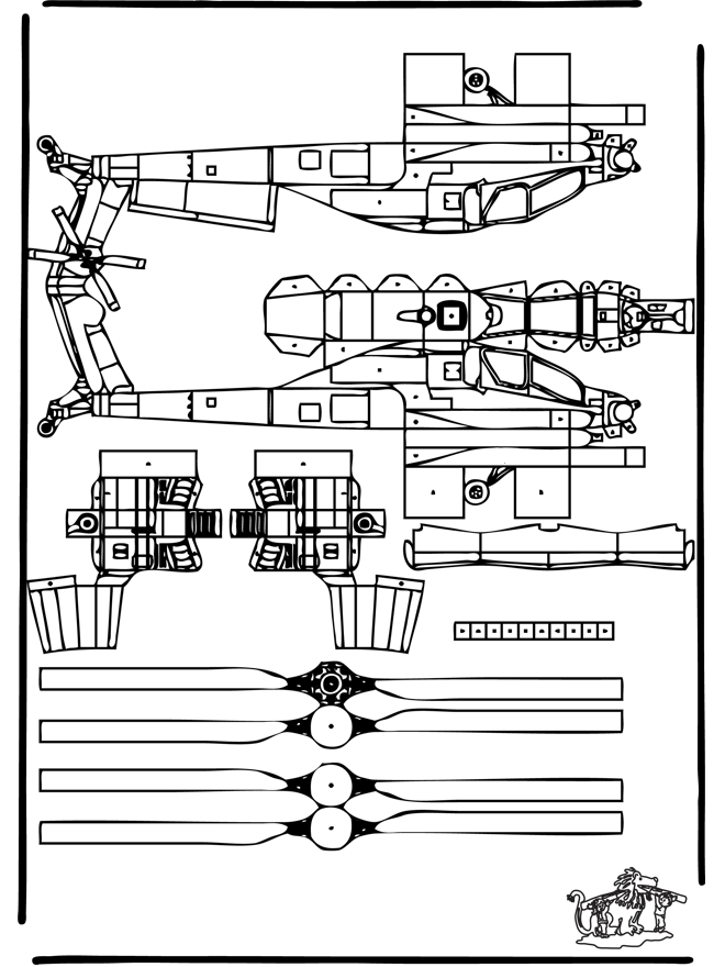 Modellbogen  Hubschrauber - Basteln Modellbogen