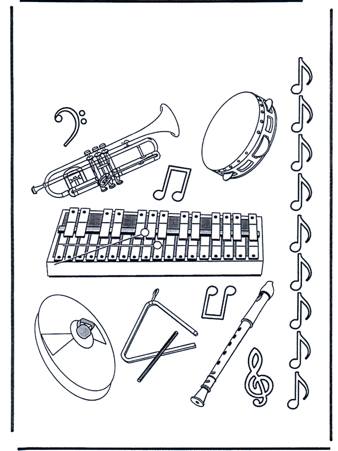 Musikinstrumente - Malvorlage Musik
