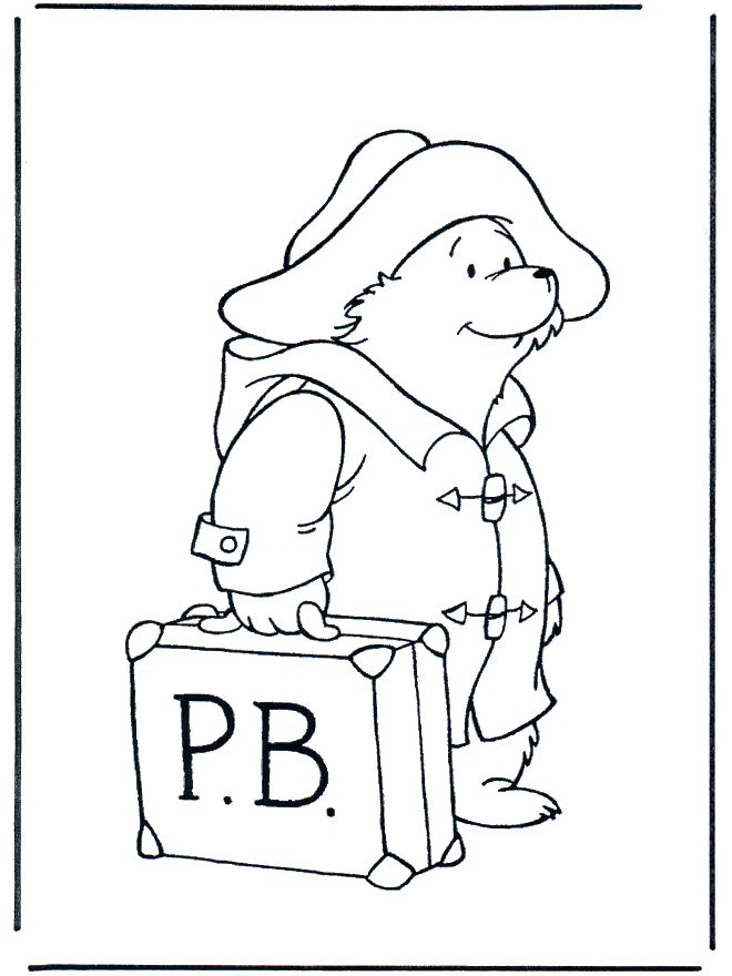 Paddington mit Koffer - Malvorlagen Bärchen Paddington