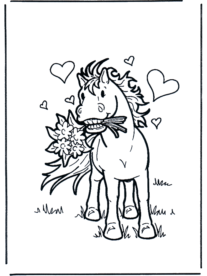 Pferd mit Blumen - Ausmalbilder pferde
