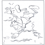 Ausmalbilder Comicfigure - Pinokkio unter Wasser