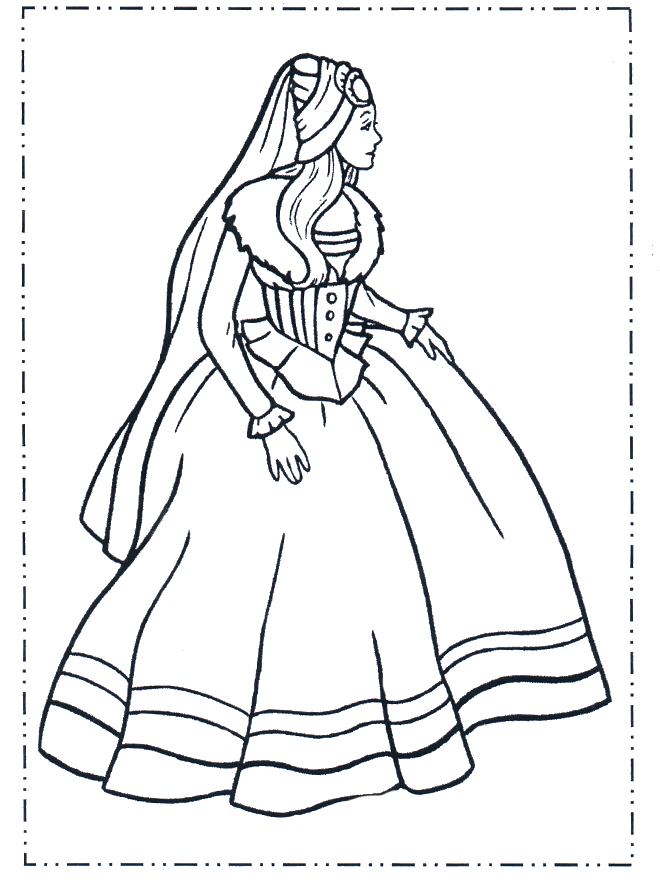 Prinzessin im Kleid - Malvorlagen Märchen