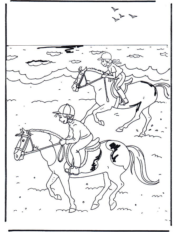 ausmalbilder pferde mit fohlen und reiter